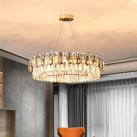 Люстра подвесная ARZU 80*22 золото, кристалл, металл, Е14.