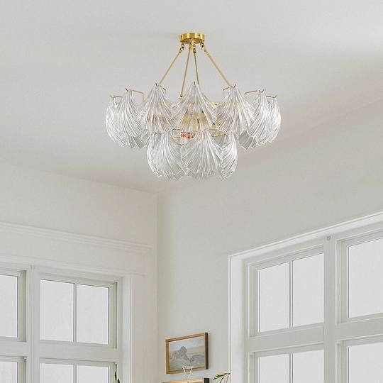 Люстра подвесная, медь, стекло, GUNEL 80*38, металл, Е14.