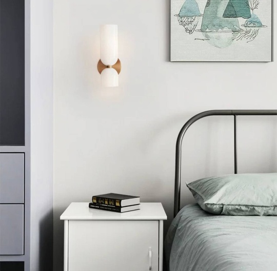 Настенный светильник, Бра MARSHALL 14*35, белый, металл, стекло, Е14.