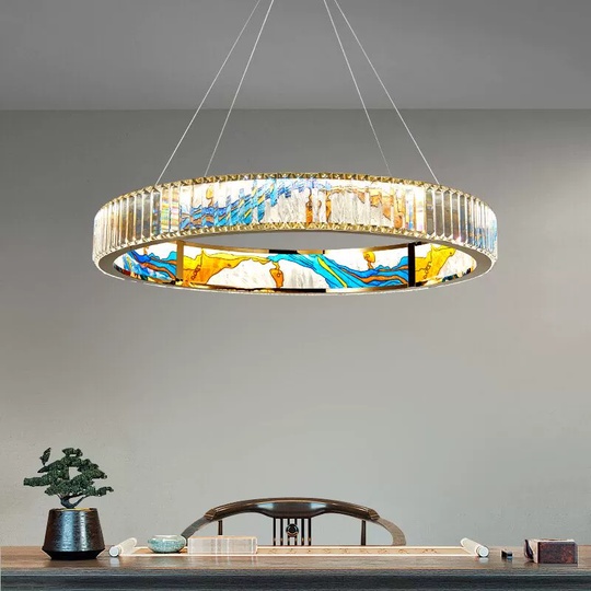 Люстра подвесная, золото, ПММА, RALPH 60*10 металл, LED.