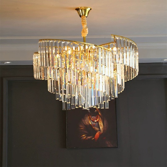 Люстра подвесная, золото, кристалл, HISA 100*58, металл, E14.