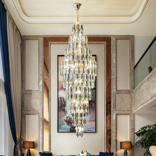 Люстра подвесная, золото, кристалл, HEZEL 70*210 металл, E14.