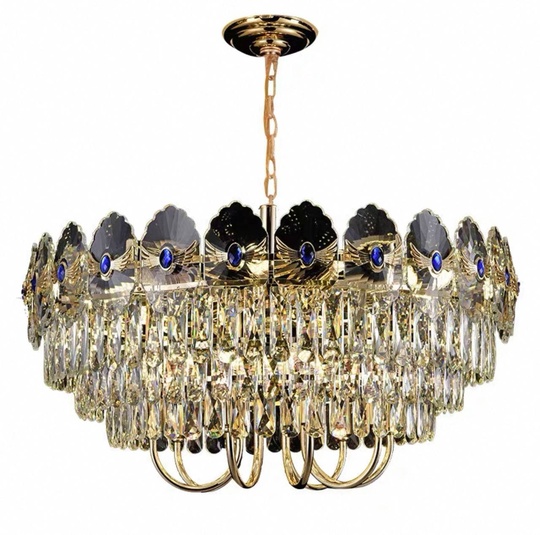 Люстра подвесная, золото, хрусталь, TOMA 60*35 металл, E14.