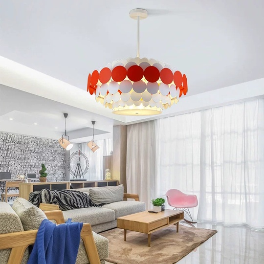 Люстра подвесная, красный, белый ПММА, ADOLPH 60*80, металл, Е14