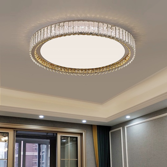 Потолочный светильник, хром, кристалл, GRACE 60*13 металл, LED.