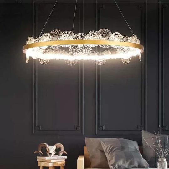 Люстра подвесная, золото, ПММА, SYLVIA 60*16, металл, LED.