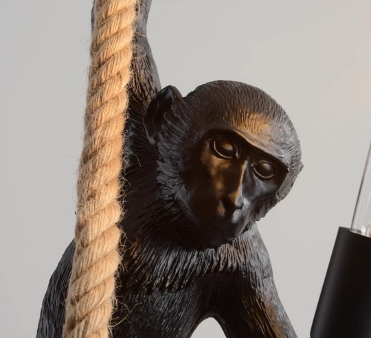 Светильник обезьяна на канате, черная monkey, E27, 40 Вт