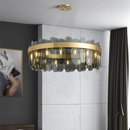 Люстра подвесная, медь, пепел, стекло, DOLUN 45*27, металл, G9.