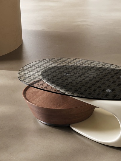 Дизайнерский журнальный стол Ausdy, светлый, современный дизайн, 138х70х37 см.