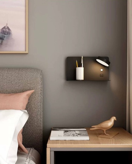 Настенный светильник, БРА COSKUN 16*32, черный, металл, LED.