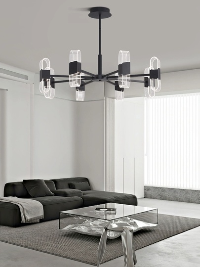 Люстра подвесная, черный, ПММА, AEGEN 70*30, металл, LED