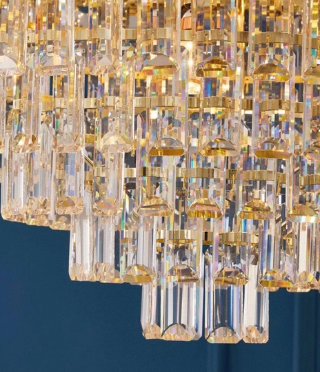 Люстра подвесная AKSES 80*40 золото, кристалл, металл, Е14.