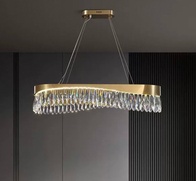 Люстра подвесная, медь, кристалл, GUNEY 100*25, металл, LED.