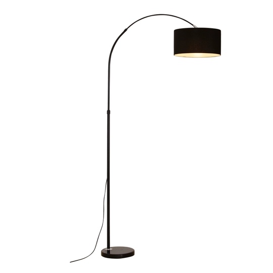 Торшер, черный, Papua black 190*150, светодиодный, Е27, металл, ткань, мрамор