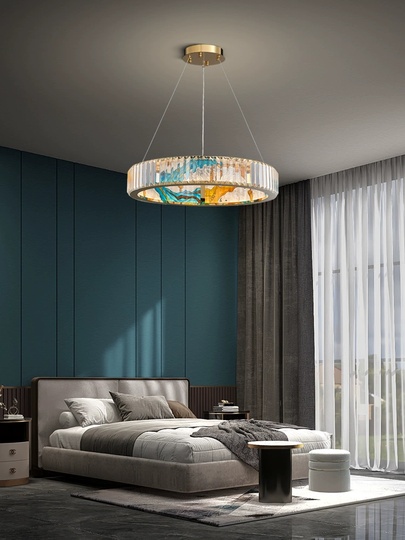 Люстра подвесная, золото, ПММА, RALPH 60*10 металл, LED.