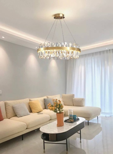 Люстра подвесная, медный, хрусталь, ELABORATIFUL 100*18, металл, LED.