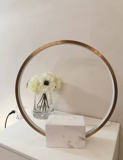 Настольная лампа RING 35*37, белый, бронза, мрамор
