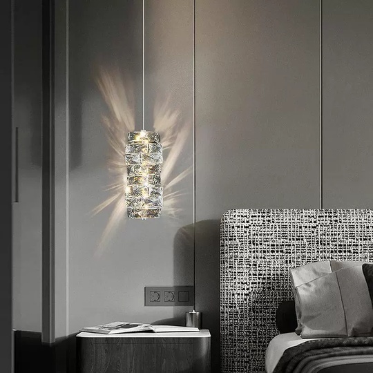 Люстра подвесная, хром, хрусталь, DAISY 12*25 металл, LED.