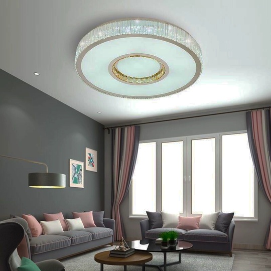 Потолочный светильник, хром, кристалл, LIZA 60*14 металл, LED.