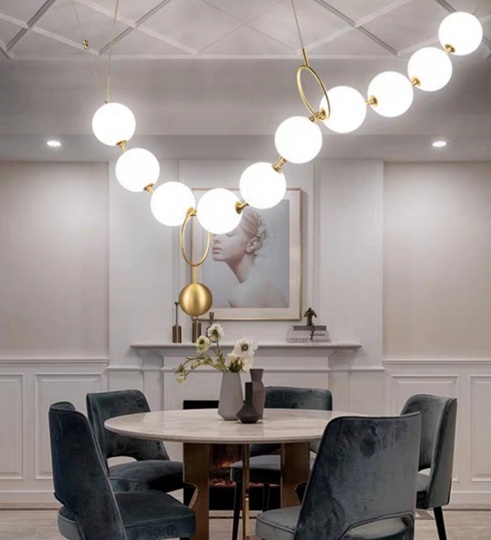 Светильник подвесной из металла Coco 1650 мм, 10 плафонов, постмодерн