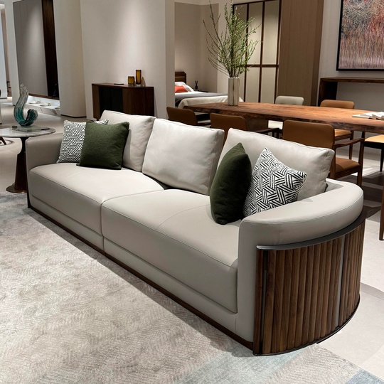 Прямой диван Cook черный орех, кожа, 190*92*90 см