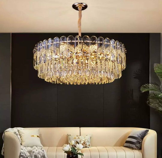 Люстра подвесная BIRCE 75*26 золото, кристалл, металл, E14.