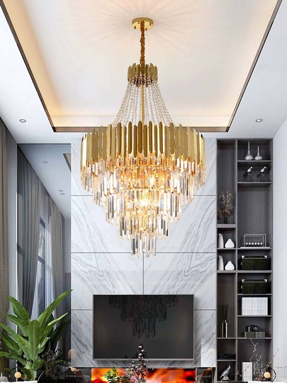 Люстра подвесная, золото, кристалл, BISCUIT 100*180 металл, E14.