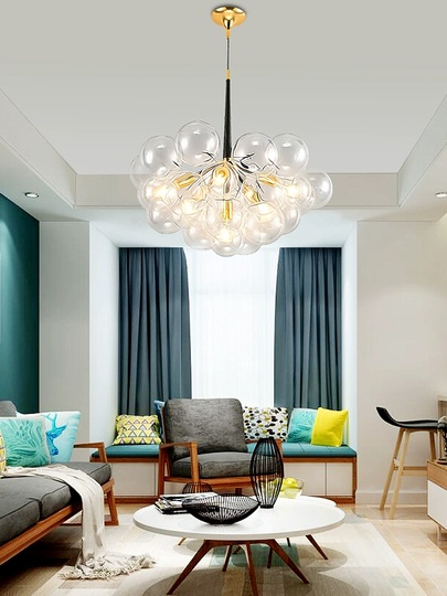 Люстра подвесная, черный, стекло, ABRAHAN 50*65, металл, Е27