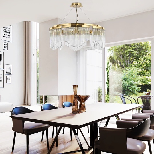 Люстра подвесная, золото, хрусталь, LATESHA 90*29, металл, E14.