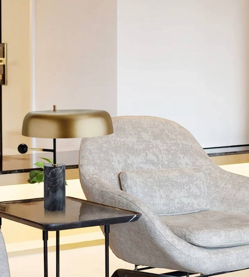 Настольная лампа LECTOR 43*45, дымчато-черный, мрамор, металл.