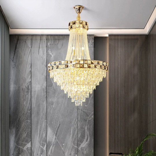 Люстра подвесная, золото, кристалл, TYLER 120*180 металл, E14.