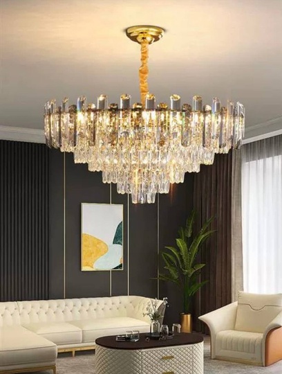 Люстра подвесная ALIM 75*53 золото, кристалл, металл, E14.