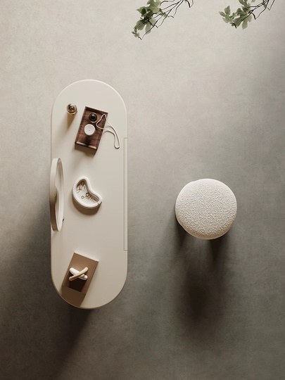 Туалетный столик Seuler, кремовый цвет, с пуфиком и зеркалом, 120х40х75 см, итальянский стиль.