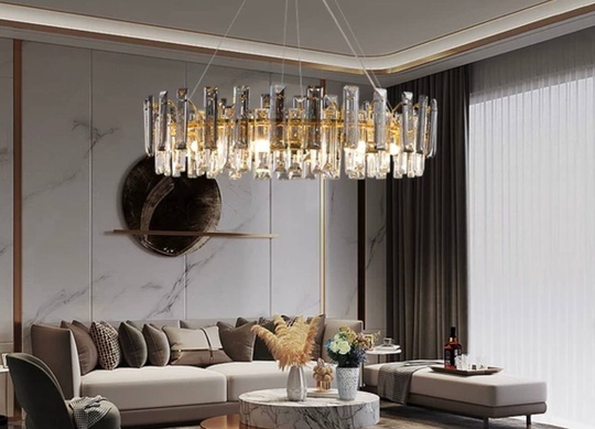 Люстра подвесная ANAR 80*26 золото, кристалл, металл, Е14.