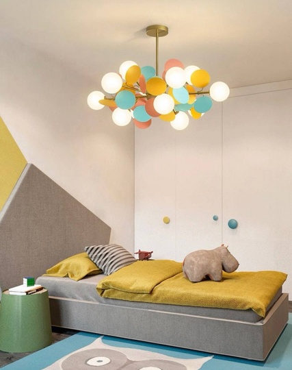 Люстра подвесная, золотисто-песочный, цветной, ПММА, CHUBI 95*30, металл, G9