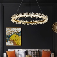 Люстра подвесная, золотой, кристалл, LADYWISE 40*120, металл, LED.