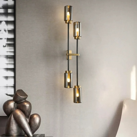 Настенный светильник BASTONI, Бра, 16*79 медный, черный, медь, стекло, G9.