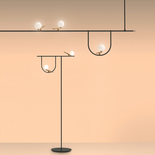 Напольный светильник черный BIRDS Artemide, G9, 5 Вт