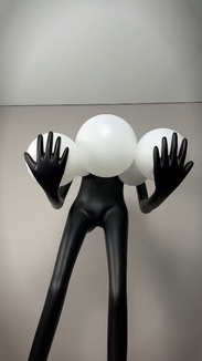 Светильник девушка с шарами, черный торшер - NIM 1,8 м с 6 плафонами из стекла, E27, 60 Вт