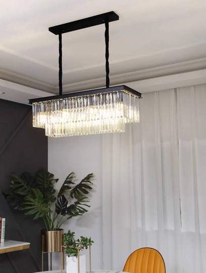 Люстра подвесная, черный, кристалл, GRETA 60*28, металл, E14.