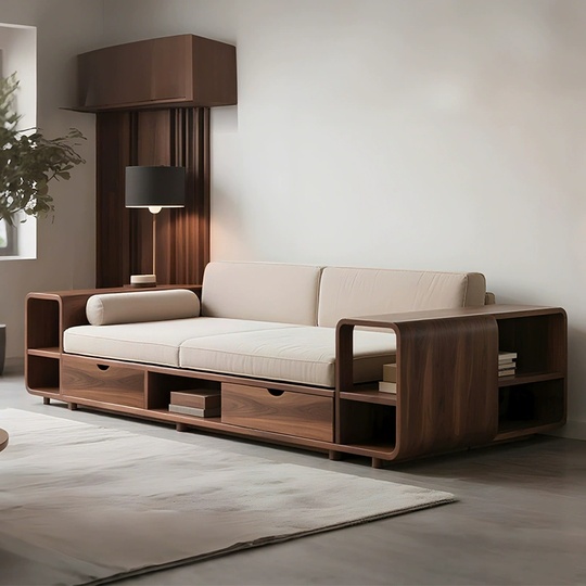 Прямой диван William ореховый, ткань, 240*100*80 см