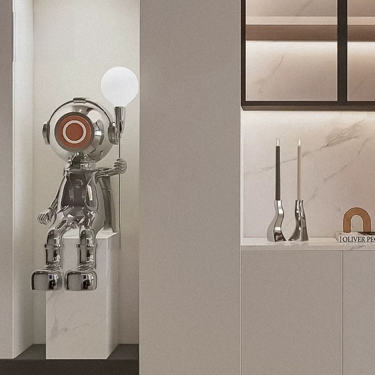 Торшер хром Elvynix, 55*48*100 см, LED, E27, смола со стекловолокном, 5 Вт