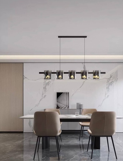 Люстра подвесная, черный, стекло, SUSURRUS 140*17, металл, G9.