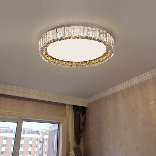 Потолочный светильник, хром, кристалл, GRACE 100*13 металл, LED.