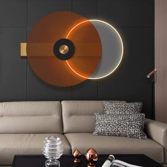 Настенный светильник, Бра, GEOFF 40*30, коричневый, металл, LED.