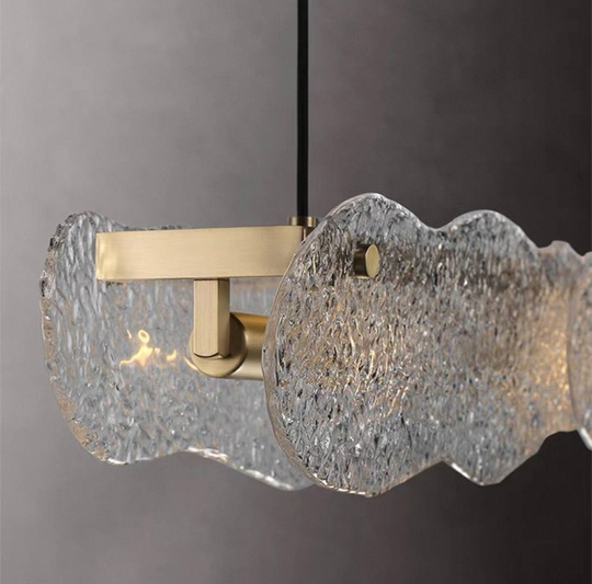 Светильник подвесной бронзовый Alephoid, металл, стекло, трос 150 см, 120*13 см, Е14