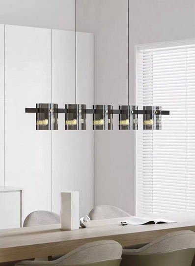 Люстра подвесная, черный, стекло, SUSURRUS 120*17, металл, G9.