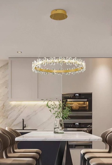 Люстра подвесная, золото, хрусталь, AXTON 40*120, металл, LED