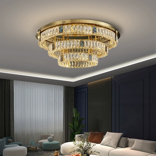 Люстра подвесная CEYHAN 40+60+80 золотой, хрусталь, металл, LED.