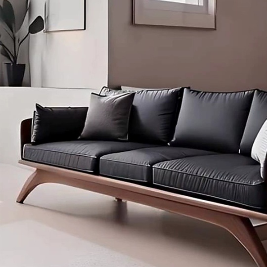 Прямой диван Griffiths темный орех, кожа, 240*80*75 см